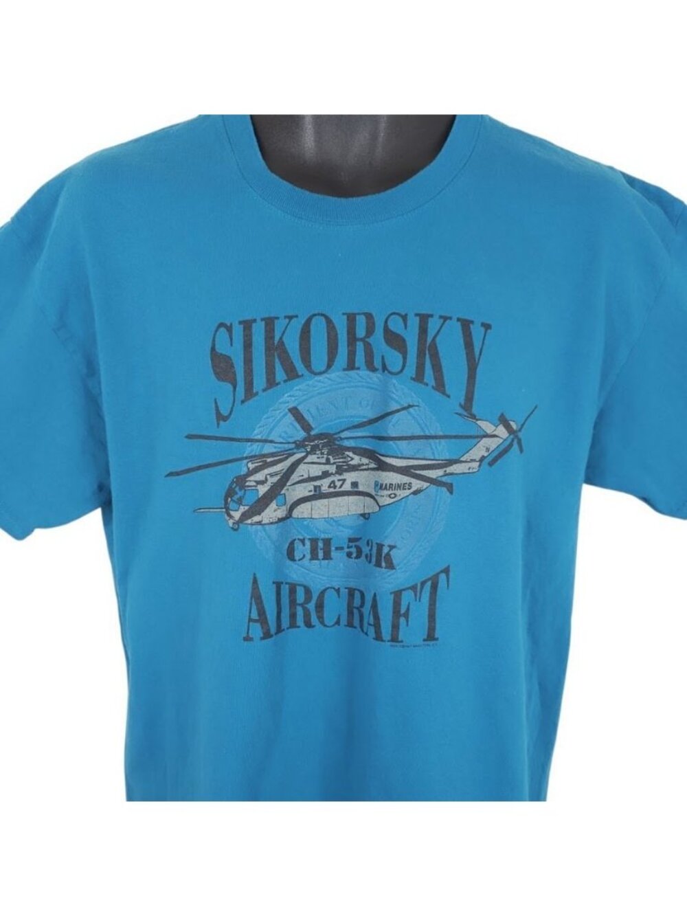 Sikorsky CH-53K King Stallion T Shirt Mens Size Large Blue Marines Helicopter